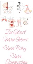 Multi-Transferbilder 20x10cm Geburt rosa 