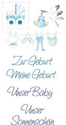 Multi-Transferbilder 20x10cm Geburt hellblau 