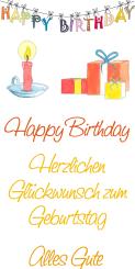 Multi-Transferbilder 20x10cm Happy Birthday 