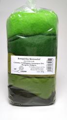 Filzwolle fein Grüntöne Krempelvlies aus reiner Schurwolle 