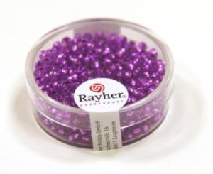 Rocailles 2,6 mm flieder 16 g, mit Silbereinzug , nicht wasch 