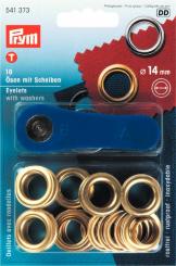 Prym oesen und Scheiben MS 14,0 mm goldfarbig  10 