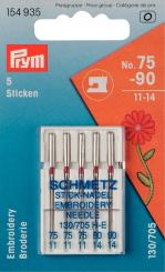 Prym Naehmaschinennadeln 130/705 Sticken 75+90  5 