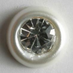 Kunststoffknopf mit Strass,11mm,weiß Color 11, Strass groß 