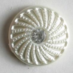 Kunststoffknopf mit Strass,11mm,weiß Color 11, Strass klein 
