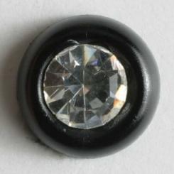 Kunststoffknopf mit Strass,11mm,schw Color schwarz, Strass groß 