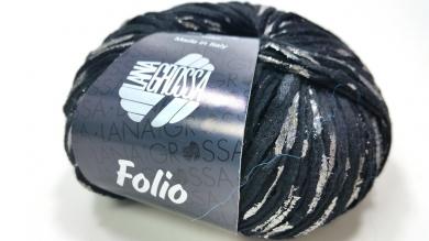 Folio Lana Grossa, Schwarz/Silber Baumwoll-Bändchengarn 