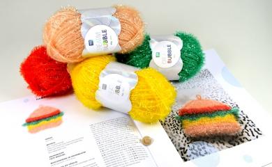 Creative Bubble Häkelset Hambuger mit Anleitung, Garn und Smileyknopf 