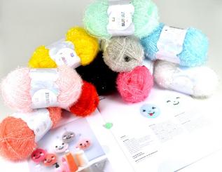 Creative Bubble Häkelset Smileys mit Anleitung, Garn und Smileyknopf 