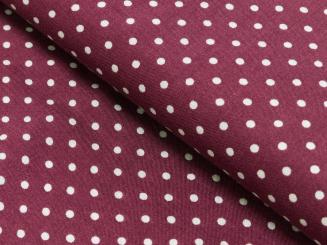 Viskose Druck Tupfen, weinrot/weiß Breite 140cm 