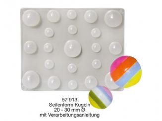Seifengießform Kugeln   20-30 mm 21 Halbkugeln 