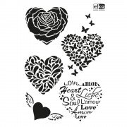 Stencil Schablone A4, Herzen 5-teilig 