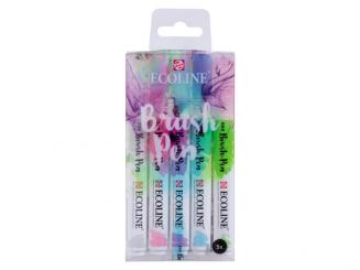 Ecoline Brush Pen Set, Pastel Wasserfarbe, 5 Stifte 