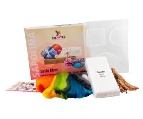 Filzen mit Seifenknete 200g Seifenstreusel, 4x2g Filzwolle 