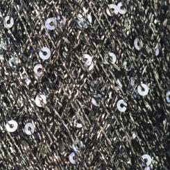 Pailletten-Beilaufgarn schwarz-gold mit silberf. Pailletten 