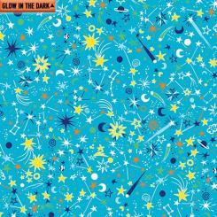 All Systems Glow, Cosmic Geo Turquoise, Breite 112cm 