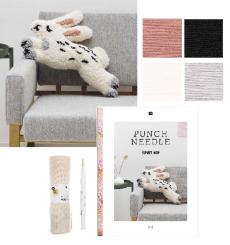 Punch Set Kissen Hase mit Anleitungsbuch Nadel, Stoff 