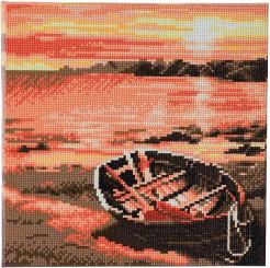 Crystal Art Kit River Boot mir bedrucktem Keilrahmen  30x30 cm 