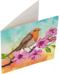 Crystal Art Cards Kit, Robin 18x18cm 
