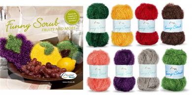 Funny Scrub Häkelset "Fruits and More", 8x Garn und Anleitung 
