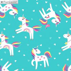 Baumwollstoff, Unicorn Love Aqua Breite 112cm 