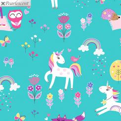 Baumwollstoff, Magical Forest Aqua Breite 112cm 