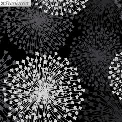 Baumwollstoff Shimmery Dandelion Blk/Silver, Breite 112cm 