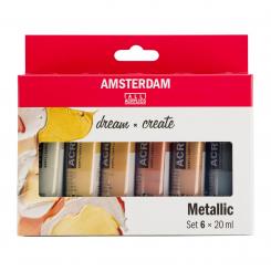 Amsterdam Acrylfarben Set 6 x 20 ml Metallicfarben 