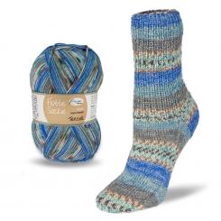 Flotte Socke Tencel, grau-hellblau- royal-türkis,  4fach superwash 