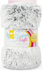 SuperSoft Plüsch Stoff Shaggy Florlänge, 15mm Grau-Silber 