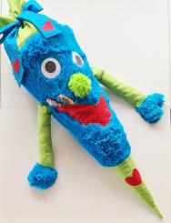 Schultüte Kuschelmonster Krümel fertig genäht mit 80cm Innentüte 