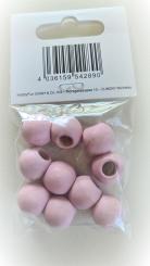Holzperle Kugel 15mm, Loch 7mm, rosa 10 Stück im Beutel, 