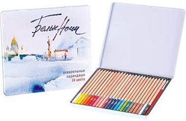White Nights Aquarellstifteset im Metallkasten, 24 Farben 
