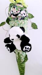 Schultüte Bambus/Panda fertig genäht mit 80cm Innentüte und Plüschtier 