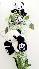 Schultüte Bambus/Panda fertig genäht mit 80cm Innentüte & 2 Plüschtieren 