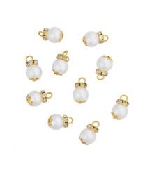 Christbaumkugel, weiß, ca. 1 cm Btl. 10 Stück 