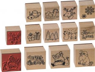 Stempelset Weihnachten 11 Holzstempel 