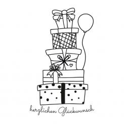 Stempel Holz herzlichen Glückwunsch 7,0x10,5 cm 