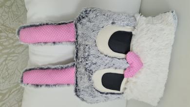 Kuschelkissen Hase Grau/Weiß, fertig genäht 