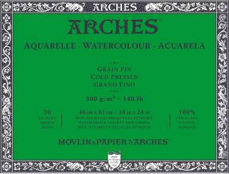 Arches Aquarell Block 100 % Fin Weiß 46x61cm, 300 g/m², 20 Blatt 