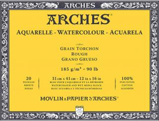 Arches Aquarell Block, Grain Torchon naturweiß,31x41cm,185g/m²,20 Blatt 