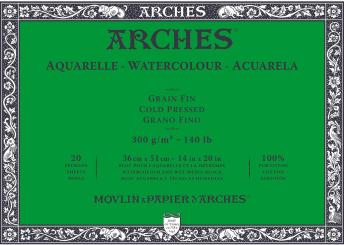 Arches Aquarell Block, Grain Fin weiß, 36x51cm, 300g/m², 20 Blatt 
