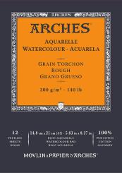 Arches Aquarell Block, Grain Torchon naturweiß,14,8x21cm,300g/m²,12 Blatt 