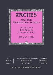 Arches Aquarell Block, Grain Saite naturweiß,21x29,7cm, 12 Bogen 