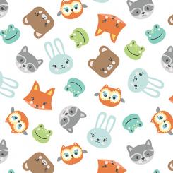 Baumwollstoff Playful Pals White Multi, Breite 112cm 