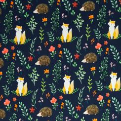 Baumwolljersey Nora Füchse dunkelblau 