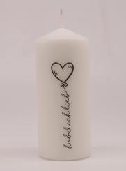 Kerze weiß/ anthrazit Hab Dich lieb Ballon 