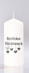 Flamme weiß/anthrazit "HERZLICHEN GLÜCKWUNSCH HERZGIRLANDE 
