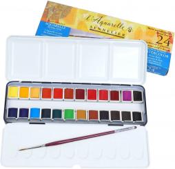 Sennelier Aquarellkasten 24 1/2 Näpfchen gratis, Metallkasten 