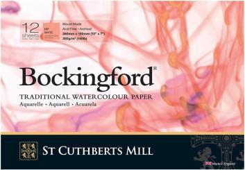 Bockingford Aquarell Block,Naturweiß 300g/m², 260x180mm, 12 Bogen 